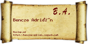 Bencze Adrián névjegykártya