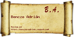Bencze Adrián névjegykártya